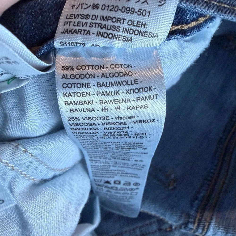 Levi's Mid Length Shorts Women 32 Blue‎ Distressed Cuffed Denim
